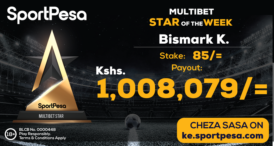 Bismark Kibet joined the SportPesa factory of millionaires after his impressive multi bet saw him win KSHs 1,008,079.