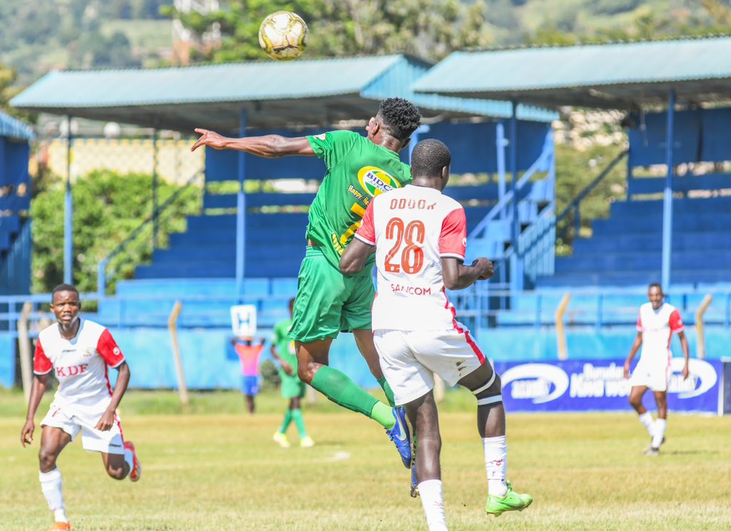 Ulinzi Stars and Bidco United players in today's action at Kenyatta Stadium