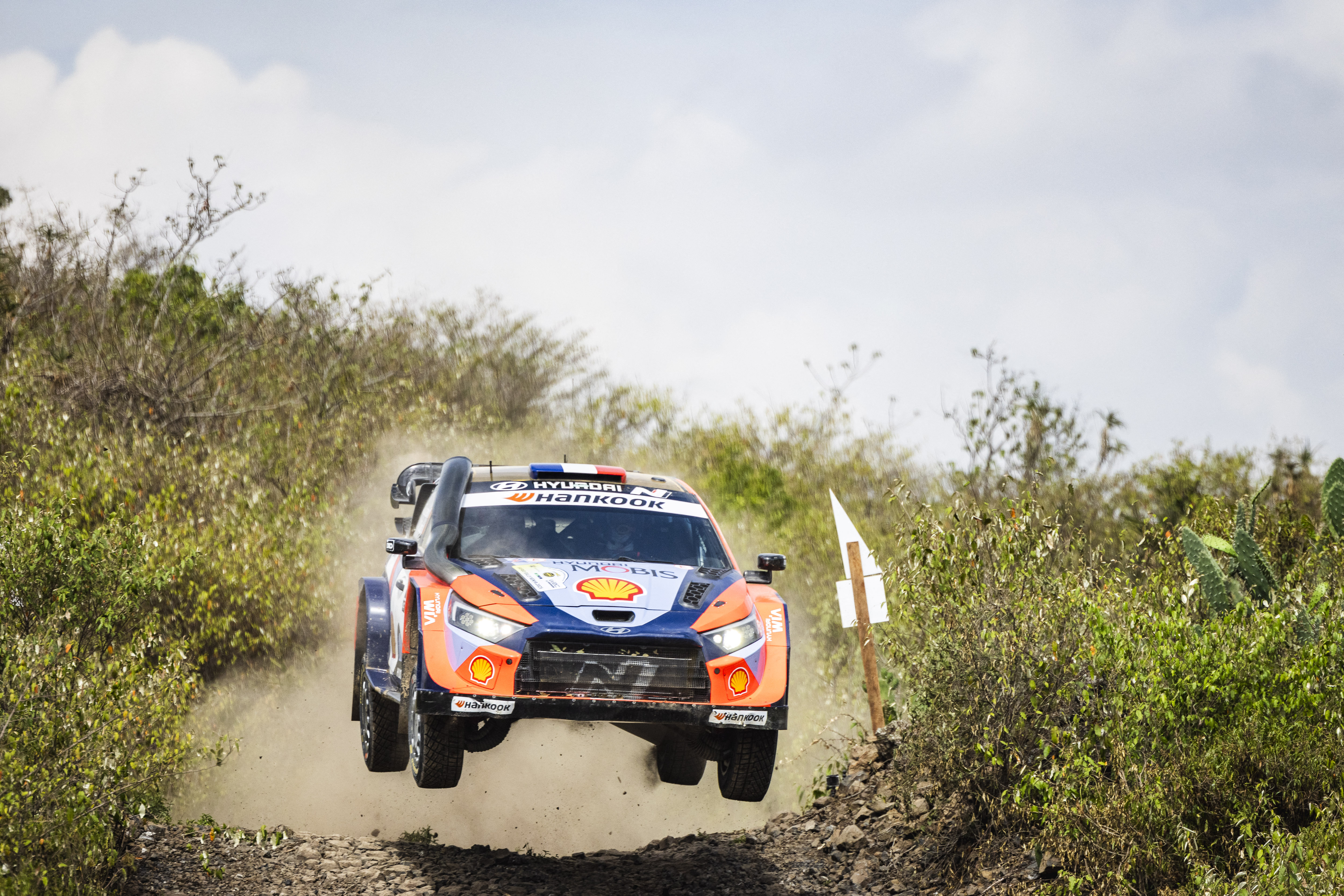 Hyundai's Adrien Fourmaux in action during the WRC Safari Rally 2025 shakedown