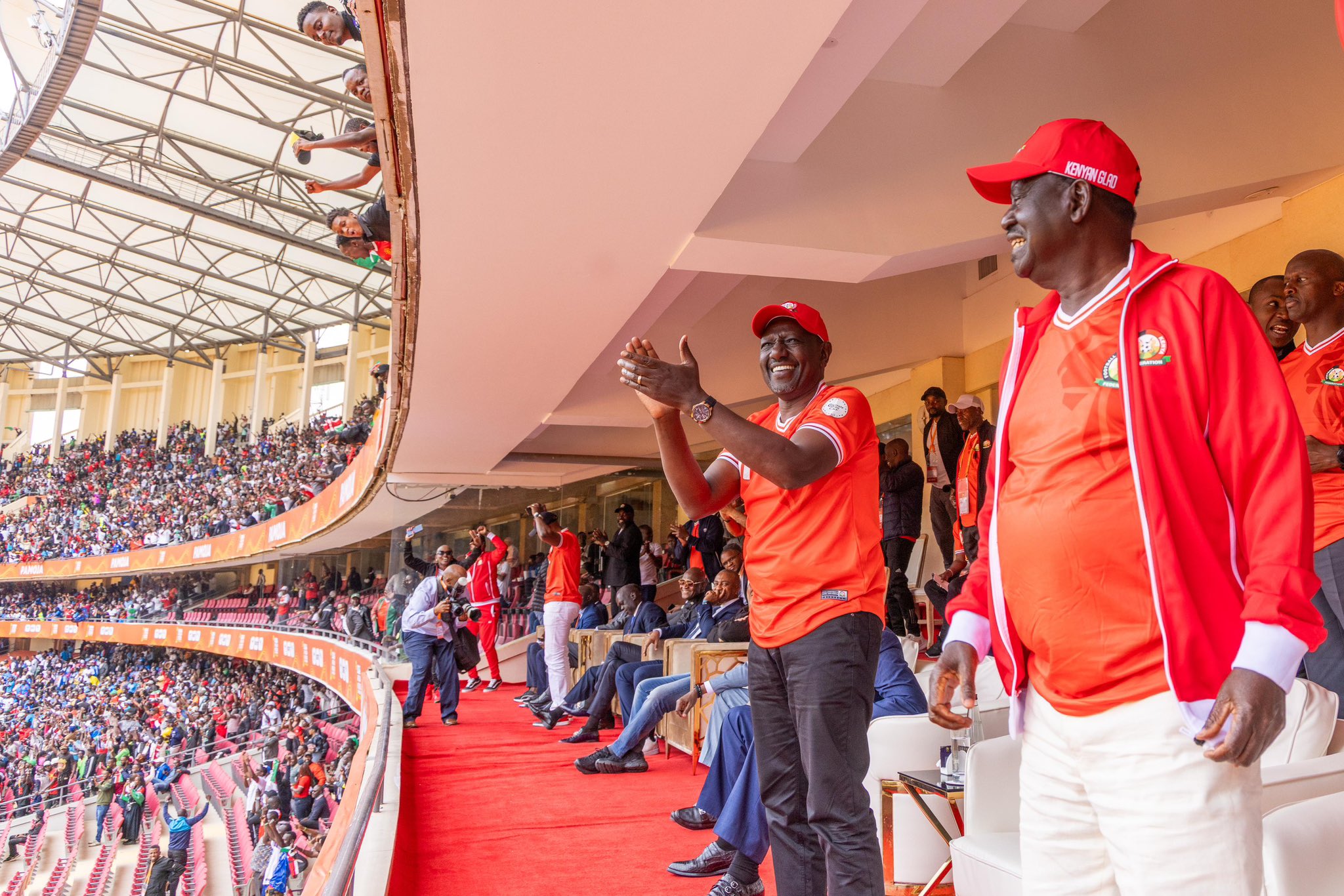 President Ruto at Kasarani stadium during the Harambee Match against DR Congo