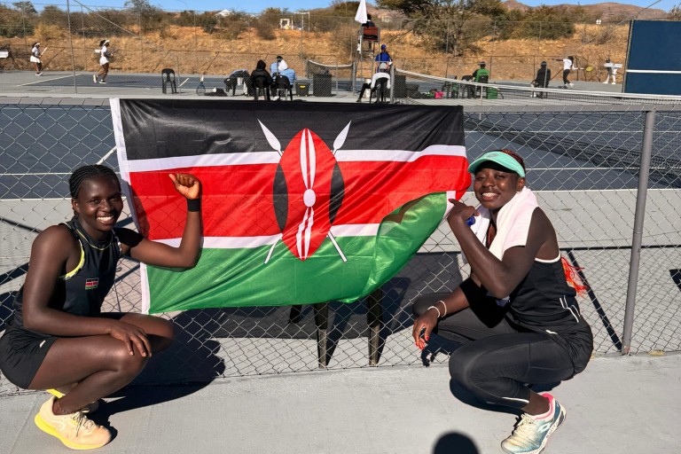 Cynthia Wanjala and Angella Okutoyi at the Billie Jean King Cup 2025