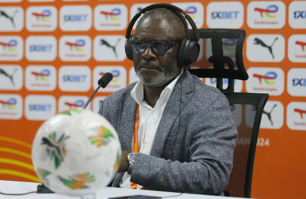 DR Congo head coach Otis Ngoma during a press conference after Harambee Stars match//Photo CAF Media