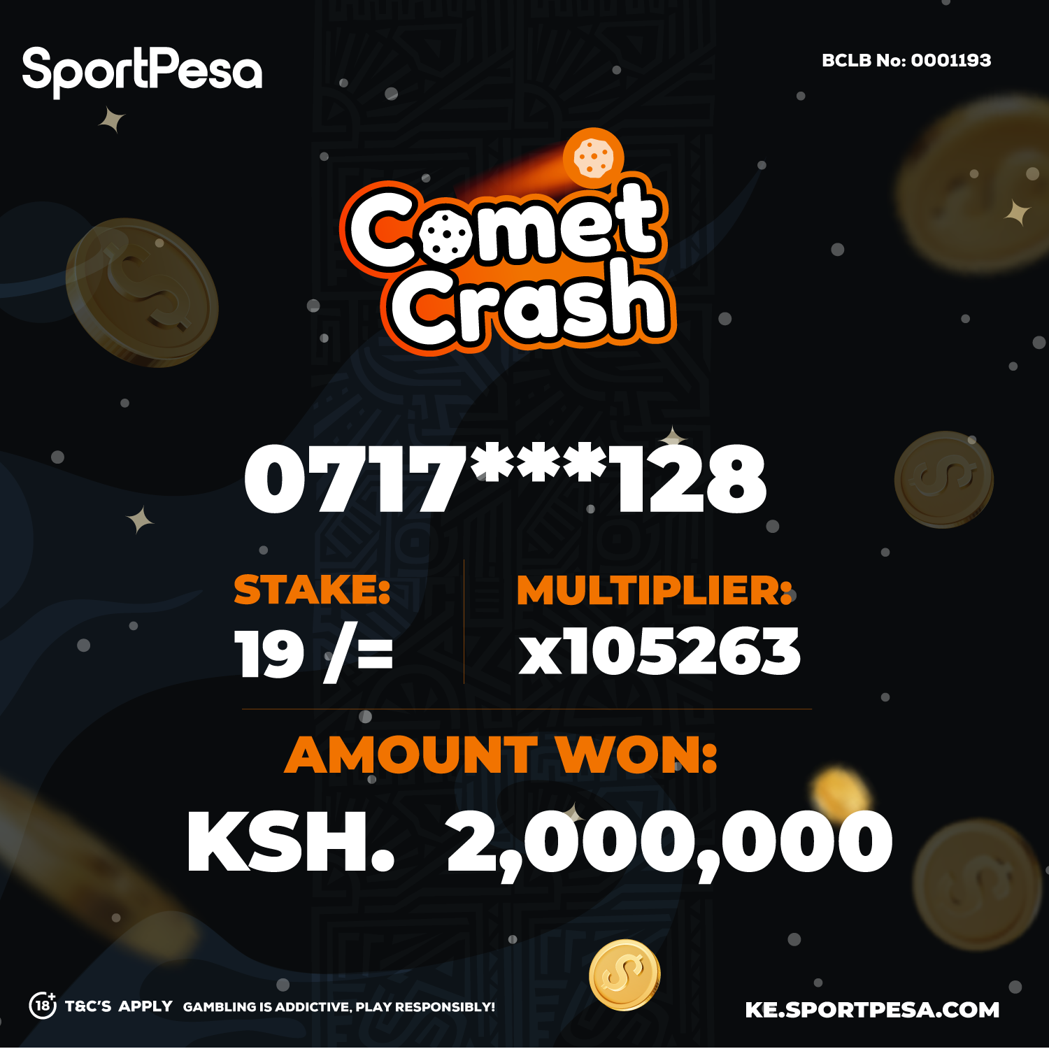 Comet crash winner