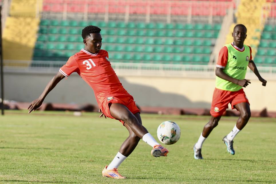 Harambee Stars youngsters Aldrine Kibet and Bryton Onyona