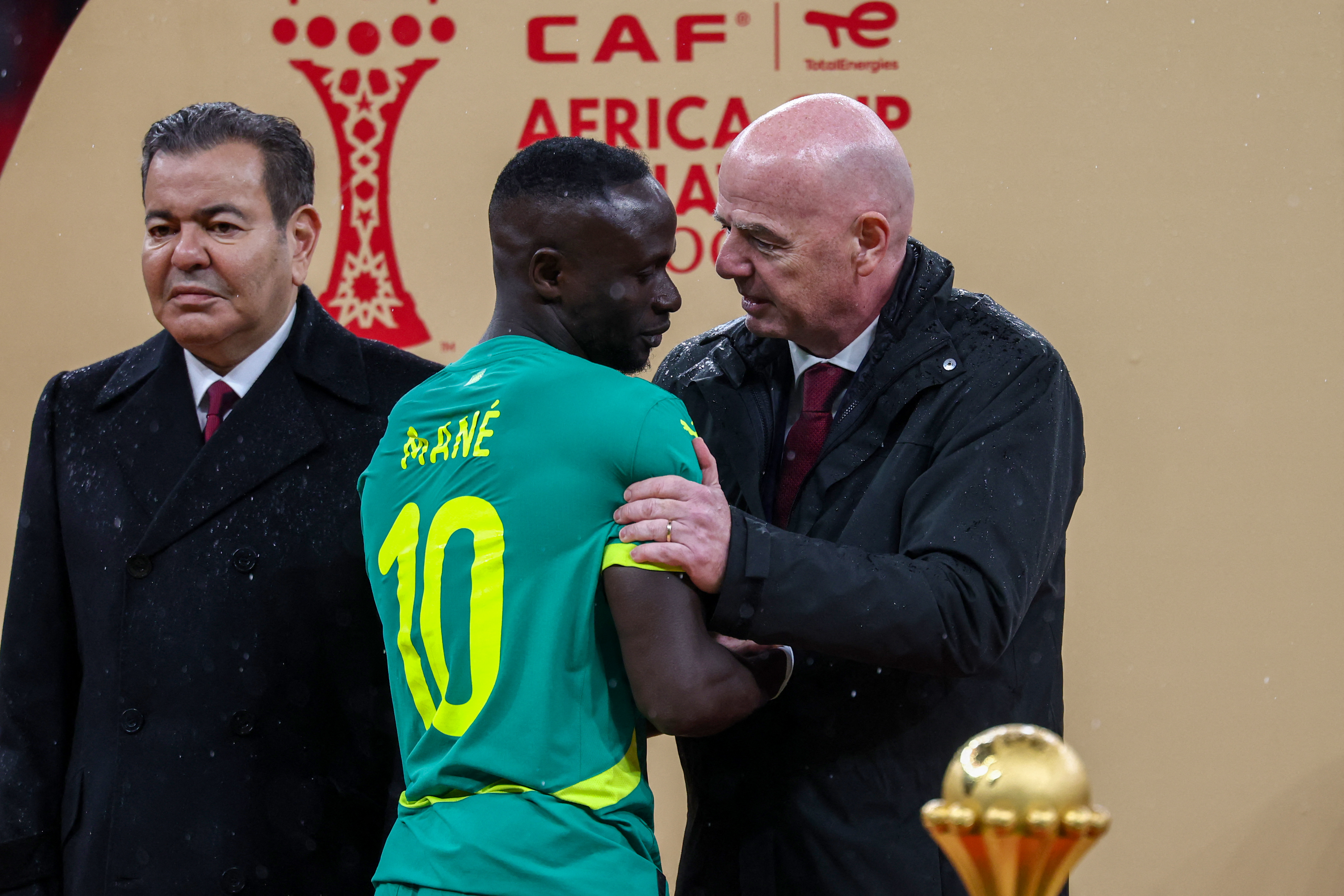 Gianni Infantino and Senegal star Sadio Mane after the AFCON 2025 final