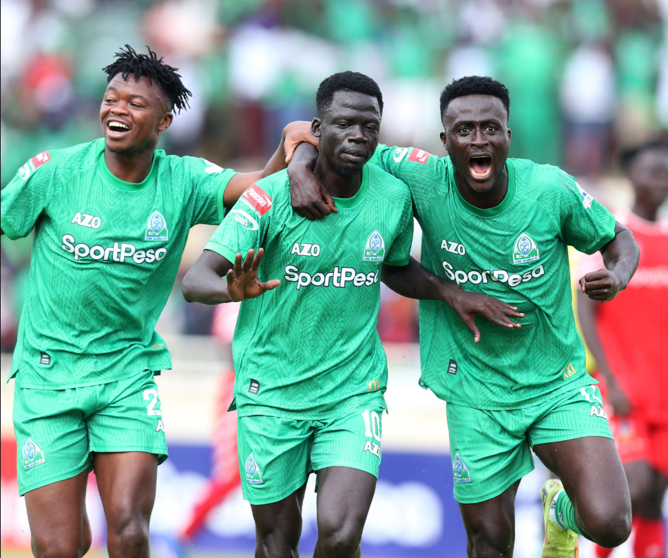 Gor Mahia players celebrating during a SportPesa League match