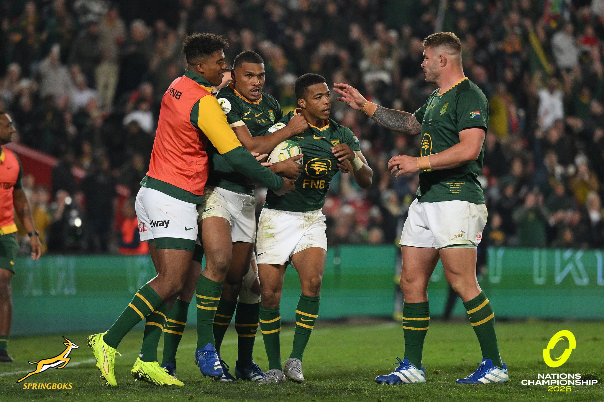 Springboks make statement with seven-try victory over England in Nations Championship opener